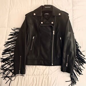 Saks Maximilian Leather Fringe Jacket